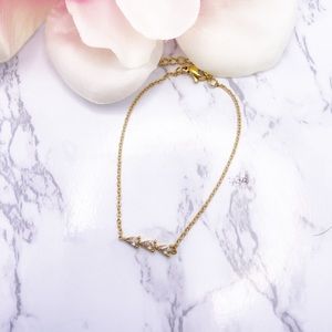18k gold plated dainty triangle cz bracelet